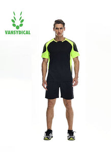 Vansydical Breathable Running Sets Sports Suits For Men Soccer Jersey Shorts Sportswear Basketball Mens T-Shirt Gym Clothing Men