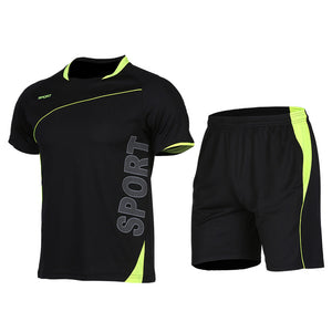 Vansydical Breathable Running Sets Sports Suits For Men Soccer Jersey Shorts Sportswear Basketball Mens T-Shirt Gym Clothing Men