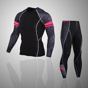 Men's Compression Run jogging Suits Clothes Sports Set Long t shirt And Pants   Fitness Training Sportswear clothing