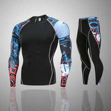 Load image into Gallery viewer, Men&#39;s Compression Run jogging Suits Clothes Sports Set Long t shirt And Pants   Fitness Training Sportswear clothing