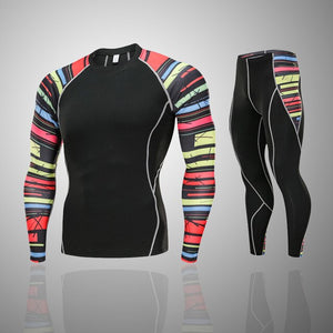 Men's Compression Run jogging Suits Clothes Sports Set Long t shirt And Pants   Fitness Training Sportswear clothing