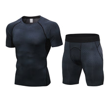 Load image into Gallery viewer, Men&#39;s Compression Running jogging Suits Clothes Sports Set Short sleeves t shirt And Shorts Gym Fitness workout Tights clothing