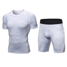 Load image into Gallery viewer, Men&#39;s Compression Running jogging Suits Clothes Sports Set Short sleeves t shirt And Shorts Gym Fitness workout Tights clothing