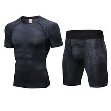 Load image into Gallery viewer, Men&#39;s Compression Running jogging Suits Clothes Sports Set Short sleeves t shirt And Shorts Gym Fitness workout Tights clothing