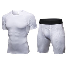 Load image into Gallery viewer, Men&#39;s Compression Running jogging Suits Clothes Sports Set Short sleeves t shirt And Shorts Gym Fitness workout Tights clothing