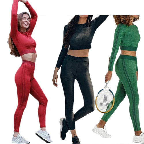 Women's Running Sports Colorful Crop Top + Pants Set Fitness Gym Running Tracksuit Elastic Short Pants Sportwear Clothing Suit