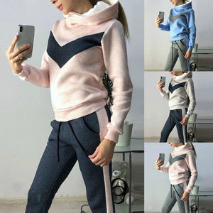 Women Tracksuits Sports Suits Velvet Hoodies Sweatshirts Pants Autumn Winter Running Set Fleece Sportswear Warm Thicken Clothing