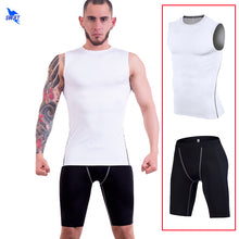 Load image into Gallery viewer, Quick Dry Men&#39;s Running Sets Sports Suit Men Compression Gym Vest+Shorts 2 Pieces Tracksuits Summer Fitness Sportswear Clothing