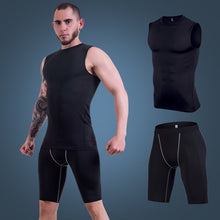 Load image into Gallery viewer, Quick Dry Men&#39;s Running Sets Sports Suit Men Compression Gym Vest+Shorts 2 Pieces Tracksuits Summer Fitness Sportswear Clothing