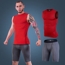 Load image into Gallery viewer, Quick Dry Men&#39;s Running Sets Sports Suit Men Compression Gym Vest+Shorts 2 Pieces Tracksuits Summer Fitness Sportswear Clothing