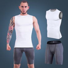 Load image into Gallery viewer, Quick Dry Men&#39;s Running Sets Sports Suit Men Compression Gym Vest+Shorts 2 Pieces Tracksuits Summer Fitness Sportswear Clothing