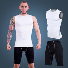 Load image into Gallery viewer, Quick Dry Men&#39;s Running Sets Sports Suit Men Compression Gym Vest+Shorts 2 Pieces Tracksuits Summer Fitness Sportswear Clothing