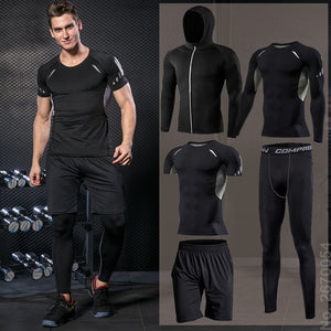 Gym Running Set Men's Tracksuit Jogging Compression Sportswear for Men Fitness Sports Clothing Tight Sport Clothes Set Hoodies