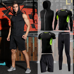 Gym Running Set Men's Tracksuit Jogging Compression Sportswear for Men Fitness Sports Clothing Tight Sport Clothes Set Hoodies