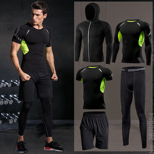 Gym Running Set Men's Tracksuit Jogging Compression Sportswear for Men Fitness Sports Clothing Tight Sport Clothes Set Hoodies