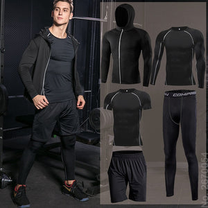 Gym Running Set Men's Tracksuit Jogging Compression Sportswear for Men Fitness Sports Clothing Tight Sport Clothes Set Hoodies