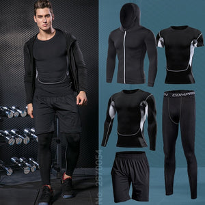 Gym Running Set Men's Tracksuit Jogging Compression Sportswear for Men Fitness Sports Clothing Tight Sport Clothes Set Hoodies