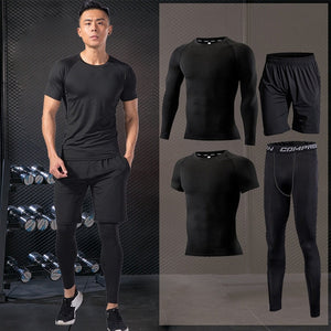 Gym Running Set Men's Tracksuit Jogging Compression Sportswear for Men Fitness Sports Clothing Tight Sport Clothes Set Hoodies