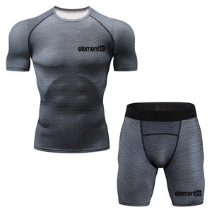 New Compression Men's Sport Suits Quick Dry Running sets mens sports suits gym fitness clothing Tracksuits Running 2Pcs/Set