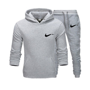 Men Hoodies Set 2019 Autumn Brand Casual Running Tracksuit Mens Set Sports Clothing Two Piece Patchwork Hoodie Pant Male Suit