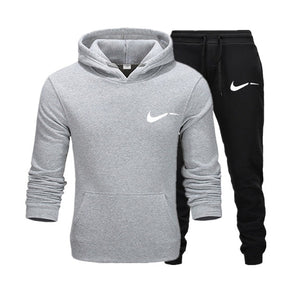 Men Hoodies Set 2019 Autumn Brand Casual Running Tracksuit Mens Set Sports Clothing Two Piece Patchwork Hoodie Pant Male Suit