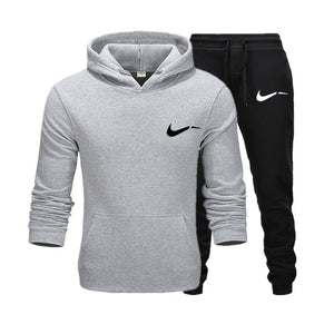 Men Hoodies Set 2019 Autumn Brand Casual Running Tracksuit Mens Set Sports Clothing Two Piece Patchwork Hoodie Pant Male Suit