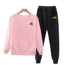 Load image into Gallery viewer, Women O-Neck Jogging Sports Suit Happy Every Day Long Sleeve Letter Sweatshirt Sweatpants Suit Autumn Female Clothing