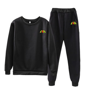 Women O-Neck Jogging Sports Suit Happy Every Day Long Sleeve Letter Sweatshirt Sweatpants Suit Autumn Female Clothing